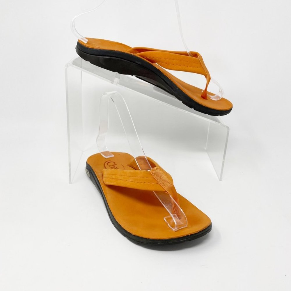 Chaco Womens Orange Leather Thong Flip Flop Comfort Sandal  Size 6